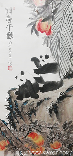 张焯作品 《福寿千秋》2   规格：138cm×69cm
